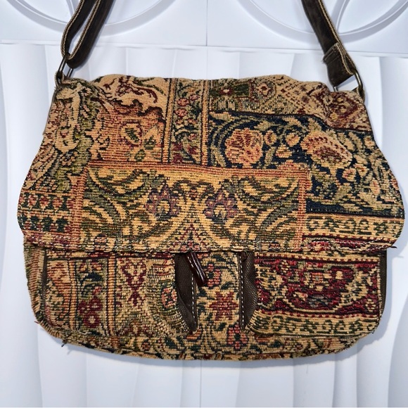 Fossil Vintage Fabric Print Crossbody with Velour Crossbody Strap Purse - Picture 5 of 6
